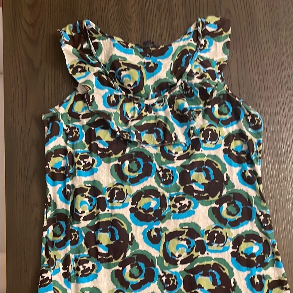 Floral Sleeveless Top in Blue and Green